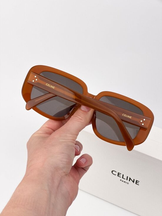 Celine CL40299U 45A Oversized Square Sunglasses – Shiny Brown / Grey main image 8